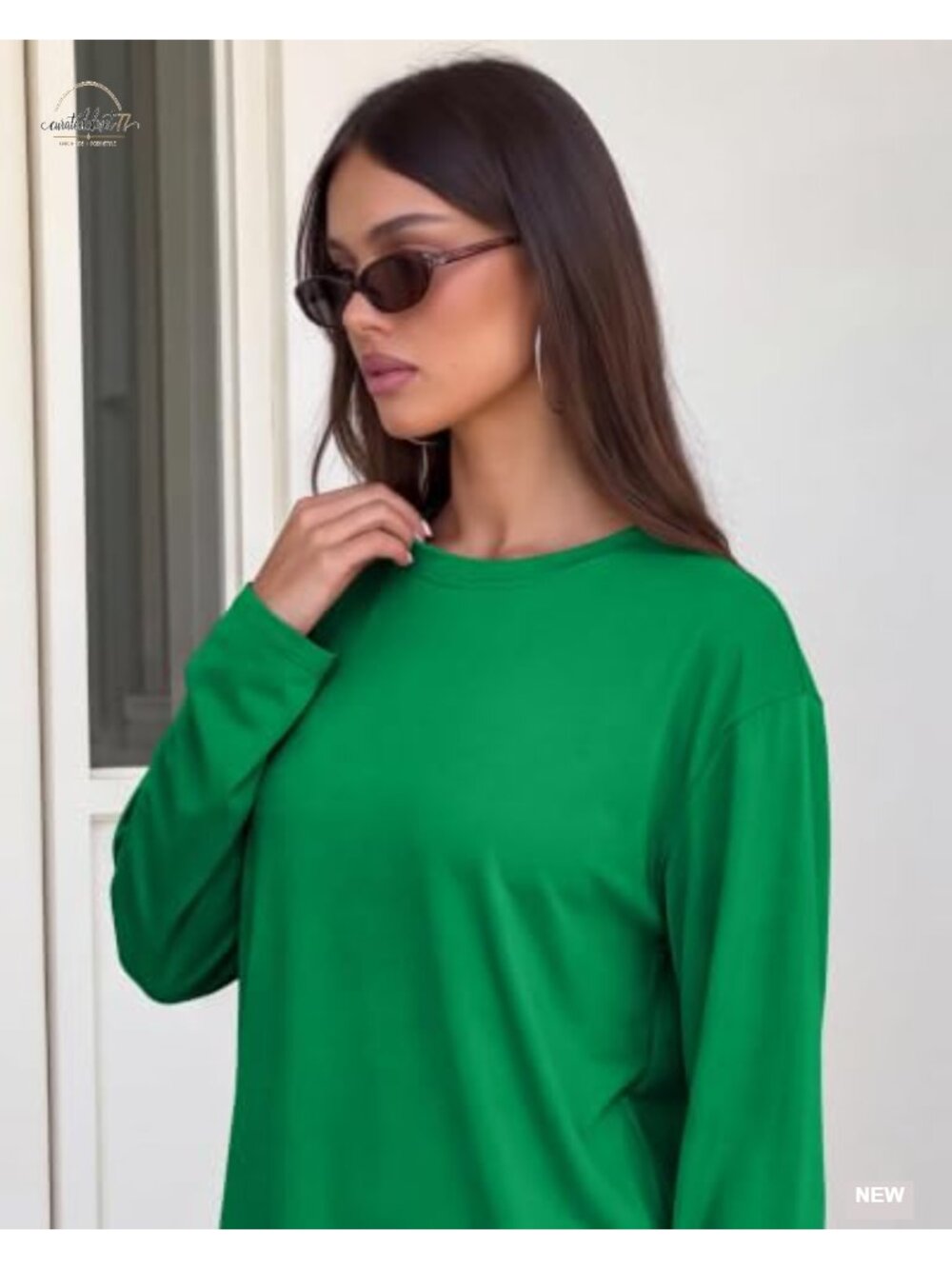 Oversized Long Sleeve Crew Neck T-Shirt Soft Stretchy Casual Workout Top - Picture 4 of 6
